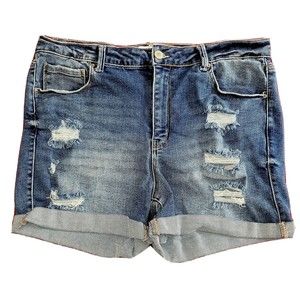 Wax Jean Collection Juniors 3XL Blue Jean Denim Stretch Booty Shorts 35" Waist
